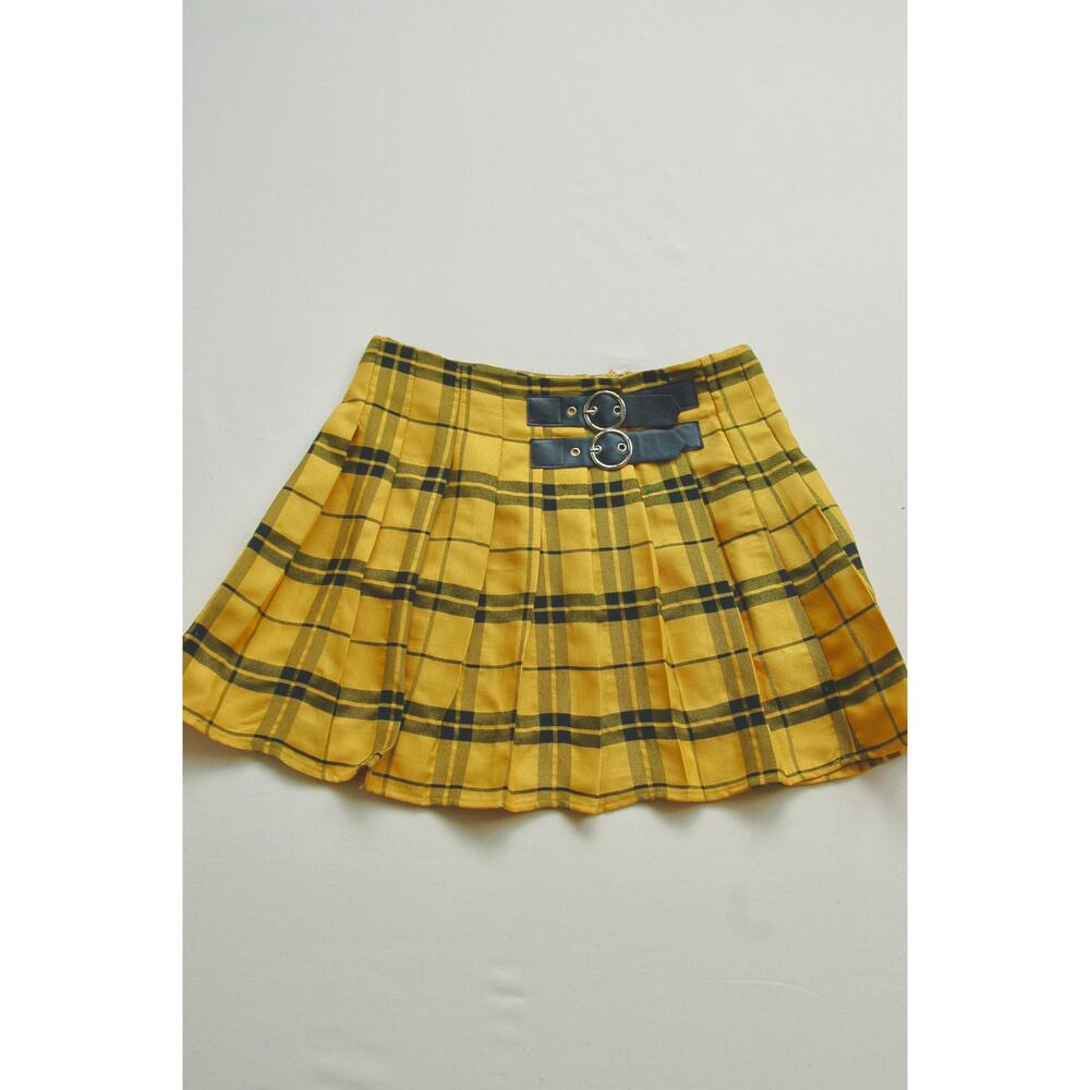 Forever 21 Yellow Plaid Pleated Mini Skirt - M (JR)